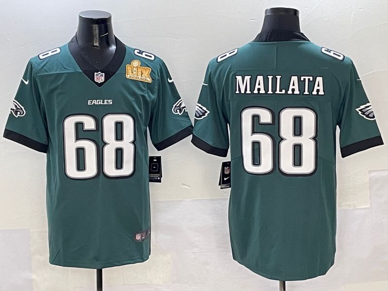 Men Philadelphia Eagles 68 Mailata Green New Nike Limited 2025 NFL Jersey style 3